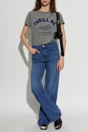 Mother Boxy Goodie Goodie T-shirt With Print, Womens, Grey