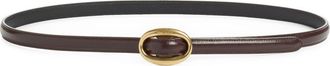 Saint Laurent Logo Buckle Leather Belt in Dark Currant at Nordstrom, Size 75