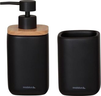 Sealskin Mind Set di Accessori da Bagno, Ceramica, Nero, 2-Teilig