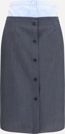 Prada Gonna midi doppia in cotone e lino Woman 38