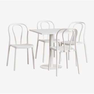 Sklum Sklum - Set di Tavolo Quadrato 70x70 cm e 4 Sedie da Giardino Mizzi