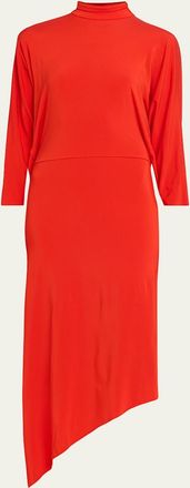 Willy Chavarria Cascada Asymmetric Draped Backless Midi Dress