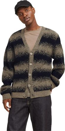Jack & Jones Jack And Jones Heren Gestreept Grof Gebreid Relaxed Fit Vest (Grijs)