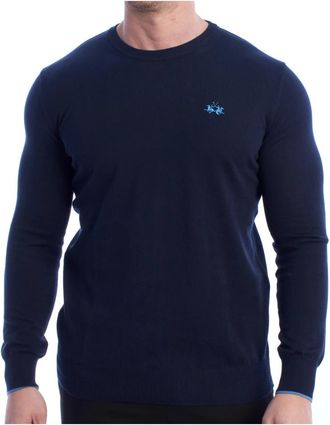 La Martina Basic Ronde Hals Katoenen Jersey - Heren - Sweatshirts - Blauw - S - Katoen - Hoodies & sweatvesten