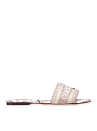 Dior DWAY COTTON SANDAL EMBROIDERED WITH MILLEFIORI MOTIF, PINK COLOR - Christian Dior - Woman