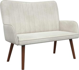 vidaXL Sof&aacute; De 2 Plazas Crema 115 X 61 X 87 Cm Terciopelo Vidaxl