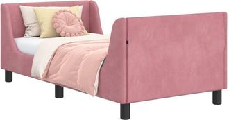 vidaXL Cama Para Ni&ntilde;os Con Cabecero Rosa 80 X 160 Cm Terciopelo Vidaxl