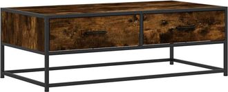 vidaXL Vidaxl - Mesa de centro madera ingeniería metal roble humo 100x50x35 cm