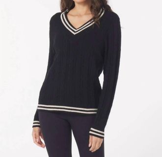 Glyder Hanalei Cable Knit Sweater In Black/oatmilk