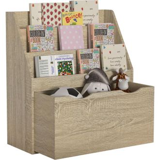 VCM Mensola in legno VCM con cassetto a rulli Scaffale per bambini salvaspazio Dimensioni: a. 80 x l. 73 x p. 30 cm Elegante scaffale in piedi Scatola di