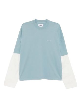 BONSAI logo-embroidered T-shirt - men - Cotton - M - Blue