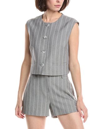 Kenneth Cole Four Button Boxy Pinstripe Vest