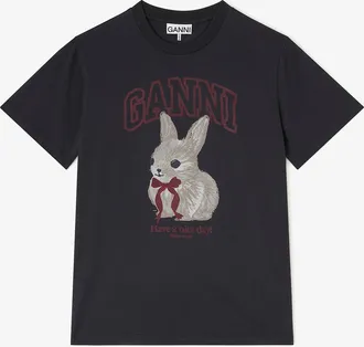 Ganni Mixed Grey Bunny T-shirt - Size S Organic Cotton