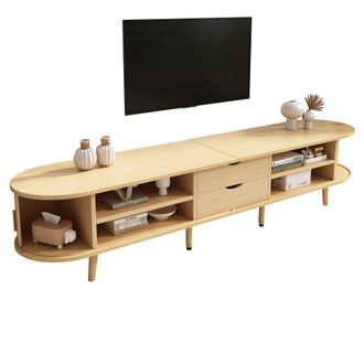 STILVORA Mueble Tv Con 2 Cajones, 2 Puertas Correderas Y Separadores Ajustables, De Mdf, Roble Claro, 175&times;40&times;42 Cm