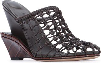Jacquemus Womens Les Doubles Tresses Mule Heel Black Nappa Leather Macram&eacute;