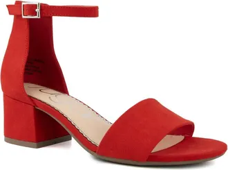 SUGAR Noelle EFK227 Sandals Womens 9.5 Red Suede Block Heel Ankle Strap GBNC639
