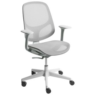Beliani Silla De Oficina Moderna Con Base Giratoria Reposabrazos Altura Ajustable Tapizada En Malla Gris Aeri
