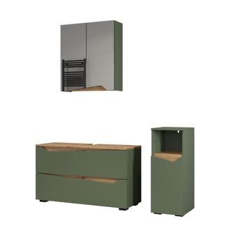 Vicco Conjunto De Muebles De Ba&ntilde;o De 3 Piezas Marelle, Verde/roble Artesanal, 3 Partes, Vicco