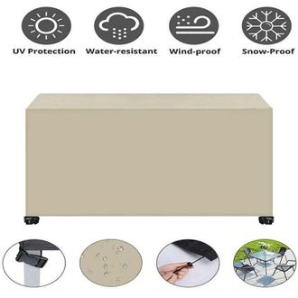 OEM Housse Protection Jardin - Tissu Oxford 420d - R&eacute;sistance Eau 3000 Mm - Pour Table Rectangulaire Et Salon En Rotin - 242 X 162 X 100 Cm - Beige