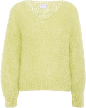 Americandreams Milana LS Mohair Knit - Dames - V-hals truien - Geel - XL - Wol - Truien & Vesten