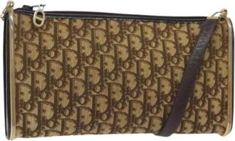 Dior Pre-owned Clutches, female, Brown, Size: ONE SIZE Pre-owned Trotter Canvas Shoulder Bag