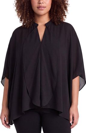 Anne Klein Plus Flutter Y-Neck Blouse