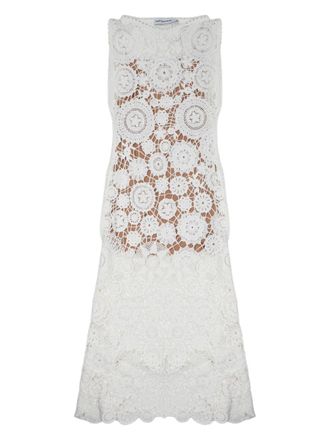 Self Portrait Sleeveless Scalloped Hem Crochet Dress