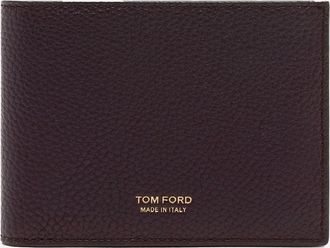 Tom Ford Mens Soft Grain T Line Bifold Wallet Burgundy - Red/Purple - Size: OS