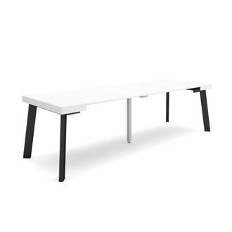 Skraut Home Mesa Consola Extensible, Mesa Comedor Plegable, 260, Para 12 Comensales, Patas De Madera, Estilo Moderno, Blanco - Skraut Home