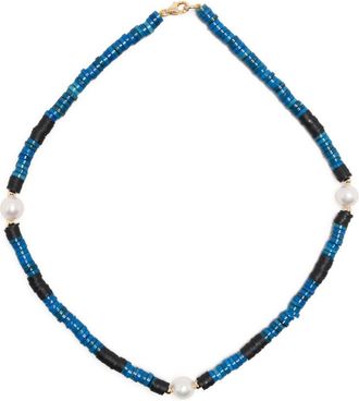 A Sinner in Pearls A Sinner In Pearls - Blue Beaded Pearl Necklace - Mens - Metal