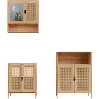 Vicco Conjunto De Muebles De Ba&ntilde;o Liora, Bamb&uacute;, 3 Partes