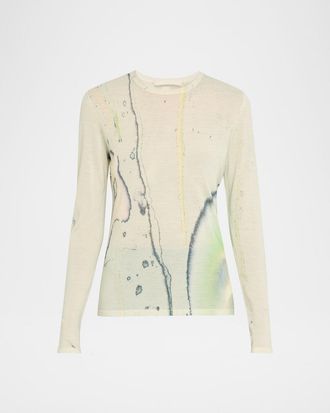 Jason Wu Watercolor-Print Merino Wool Sweater