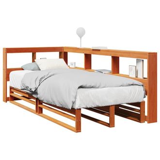 Berkfield Home Bookcase Bed without Mattress Wax Brown 90x190cm Solid Wood Pine | Size: 90x190 cm