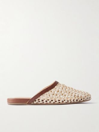 Ancient Greek Sandals Mule In Rafia Con Finiture In Pelle The Slipper - Neutri