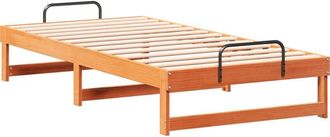 vidaXL Bed Frame with Carry Handles Brown Solid pine wood Vidaxl