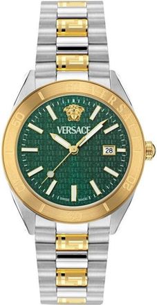 Versace V-Dome 42mm - men - stainless steel/Sapphire Crystal - One Size - Green