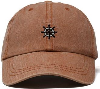 Dalix Ship Wheel Dad Hat in Washed Orange at Nordstrom