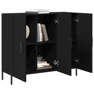 Berkfield Home Modern Black Oak Sideboard 90x34x80 cm Made of Engineered Wood | Size: 90 x 34 x 80 cm