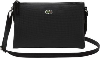 Lacoste Geborduurde Piqu&eacute; Schoudertas met Rits - Dames - Schoudertassen - Zwart - ONE Size - Tassen