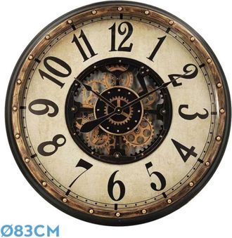 Fabrilamp Fabrilamp - Reloj De Pared Treviso Oro Negro 83x83x10 Cm Engranajes Con Movimiento