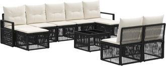 vidaXL Conjunto De Sof&aacute;s De Jard&iacute;n 10 Uds. Negro Rat&aacute;n Sint&eacute;tico Vidaxl