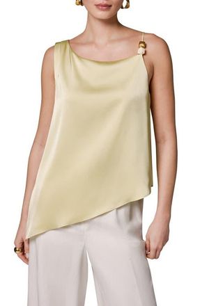 DKNY Beaded Asymmetric Sleeveless Satin Top in Citrus at Nordstrom, Size X-Large