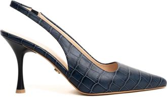 Sergio Moretti Klassieke Gedeeltelijk Open Pumps - Dames - Pumps - Blauw - 38 EU - Leer - Schoenen