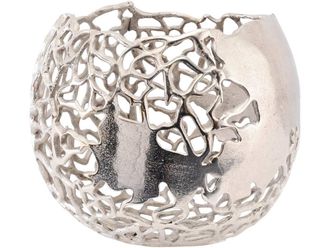 Libra Interiors Apo Coral Spherical Aluminium Vase in Silver