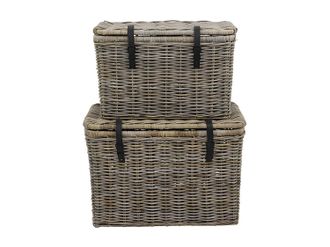 Vente-Unique Baule L80 x P45 x H55 cm e L70 x P35 x H45 cm in Kubu Grigio naturale - Lotto di 2 - NEFTA