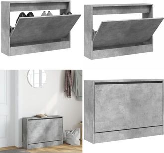 vidaXL Scarpiera Grigio Cemento 80x21x57 cm in Legno Multistrato - Scarpiera grigio cemento - Scarpiera per ingresso