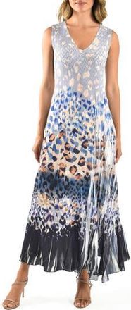 Komarov Georgette & Chiffon Cocktail Maxi Dress in Sky Leopard at Nordstrom Rack, Size Medium