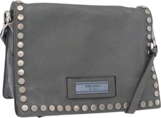 Prada Pre-owned Vintage Shoulder Bag - Dames - Vintage Schoudertas - Grijs - ONE Size - Leer - Vintage