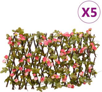 vidaXL Enrejado Expansible Hiedra Artificial Rosa 5 Uds 180x20 Cm Vidaxl