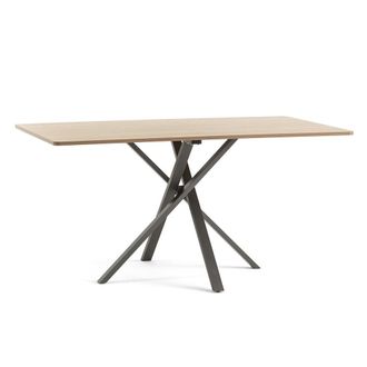 Siediti Fuori e Dentro Mesa rectangular 150x90 cm con patas met&aacute;licas y tablero efecto madera